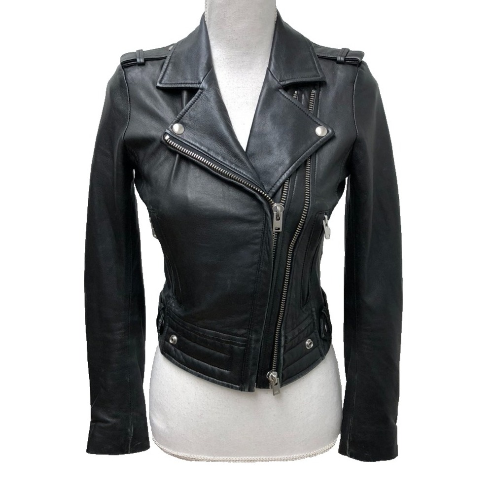 Iro Luiga Lambs Leather Moto Biker Jacket Womens 36 Small Black Gorpcore Edgy